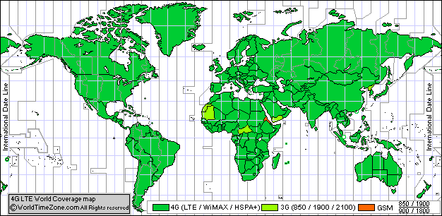 4G map LTE World Coverage Map 2024 -  2024 Mobile LTE Coverage Map - 4G LTE Coverage Map 2024 - 4g lte by country world map 2024