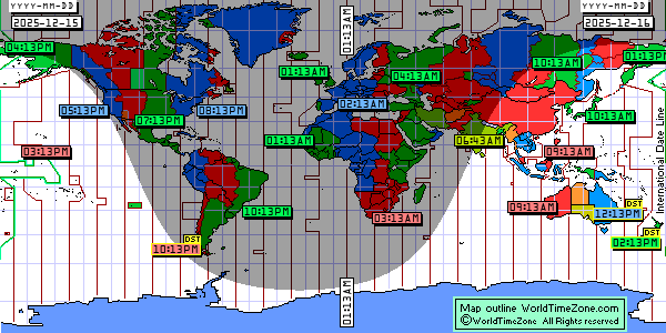 Day Night map Earth and local time around the world from WorldTimeZone